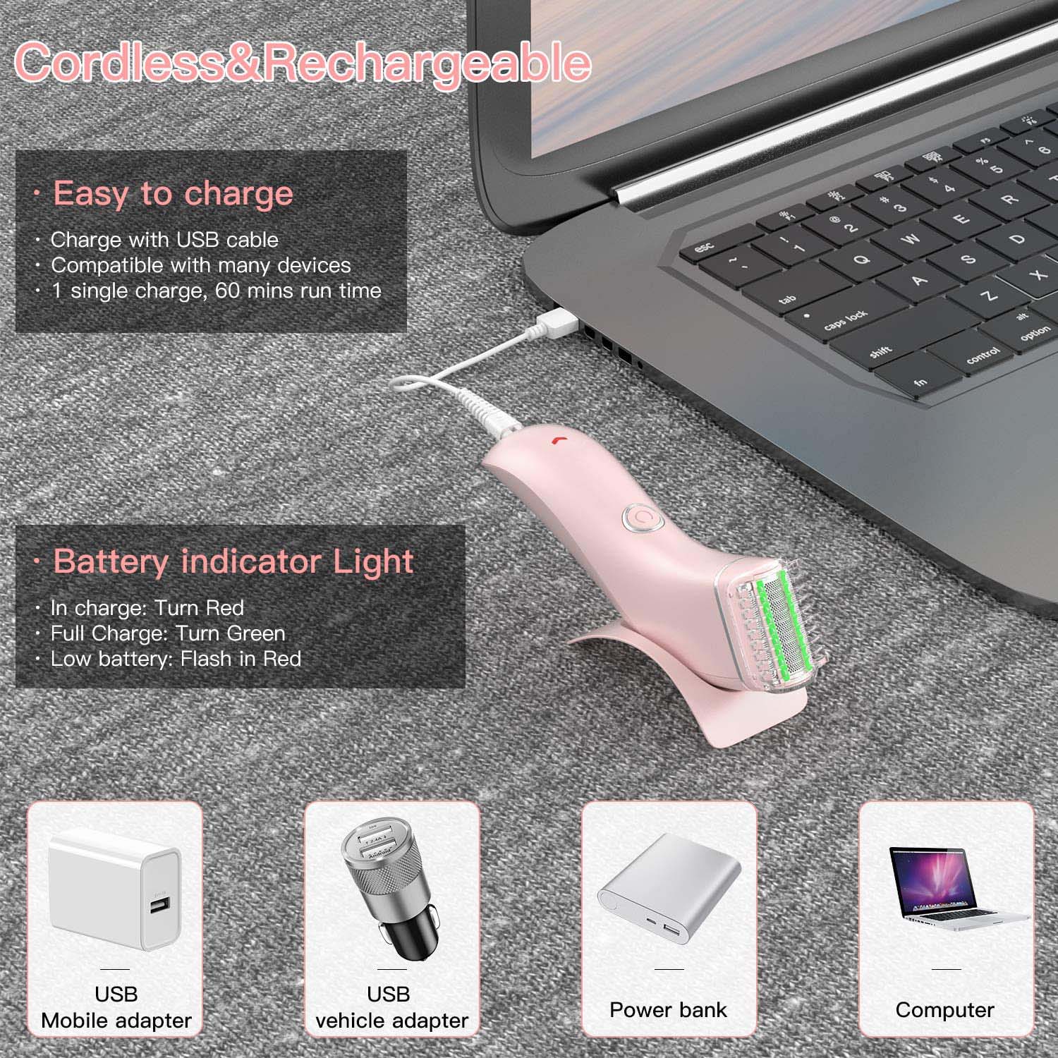 인기 방수 전기 USB 충전식 보습 레이디 면도기